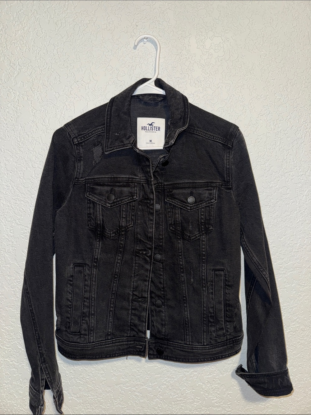 Hollister Womans Black Denim Jacket - Button Front Trucker